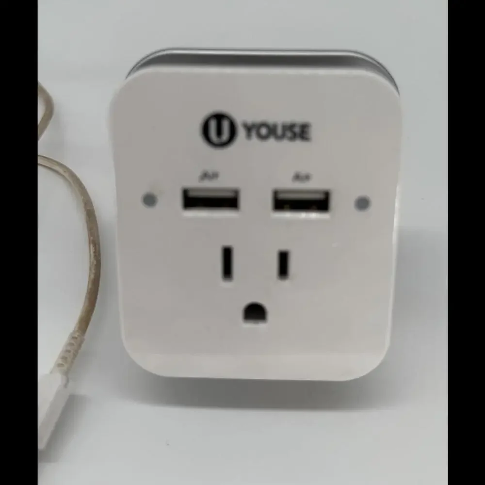 LED Wall Outlet Adapter w/ USB Ports + Bonus USB-C Cable
